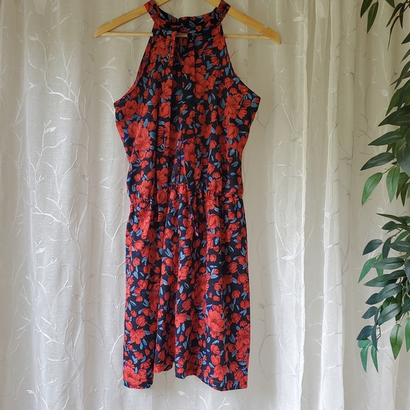 C+D+M Red and Navy Blue Floral Yoke Dress - Picture 9 of 10
